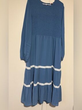 Kirundo Women’s blue long sleeve maxi dress